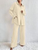 Conjunto Casual de Blusa Suelta y Pantalones con Manga Caída