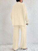 Conjunto Casual de Blusa Suelta y Pantalones con Manga Caída