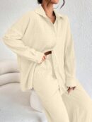 Conjunto Casual de Blusa Suelta y Pantalones con Manga Caída