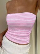 Top de Tubo Texturado sin Hombros y Multicolor para Verano