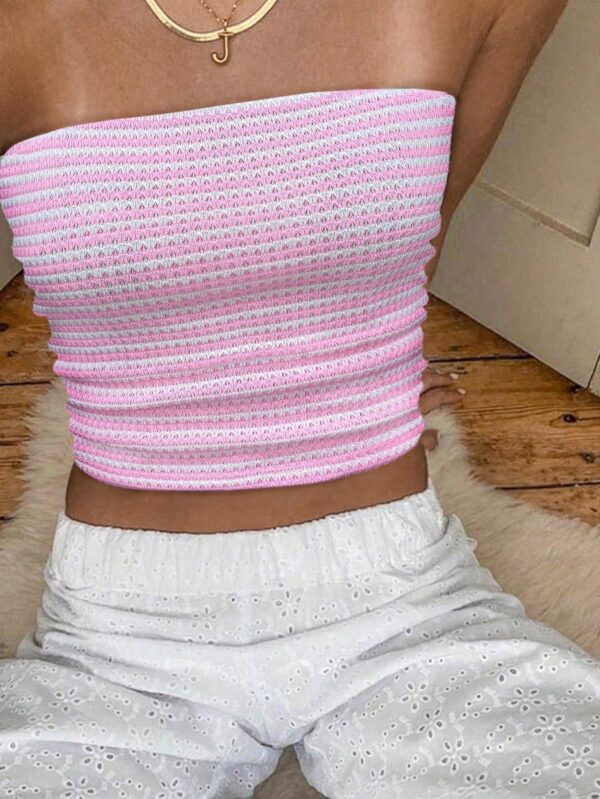 Top de Tubo Texturado sin Hombros y Multicolor para Verano - Image 8