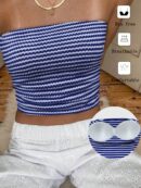 Top de Tubo Texturado sin Hombros y Multicolor para Verano