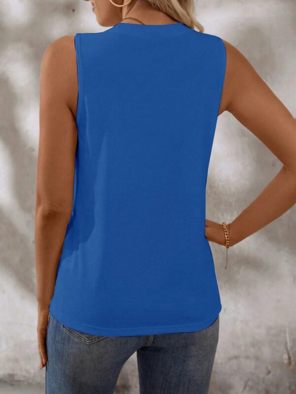 Musculosa de Verano de Color Sólido con Cuello Redondo y Plisado - Image 55