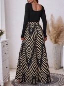 Mono Largo Boho con Estampado Geométrico y Manga Larga