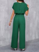 Mono Elegante de Pierna Ancha con Cinturón y Cuello Redondo
