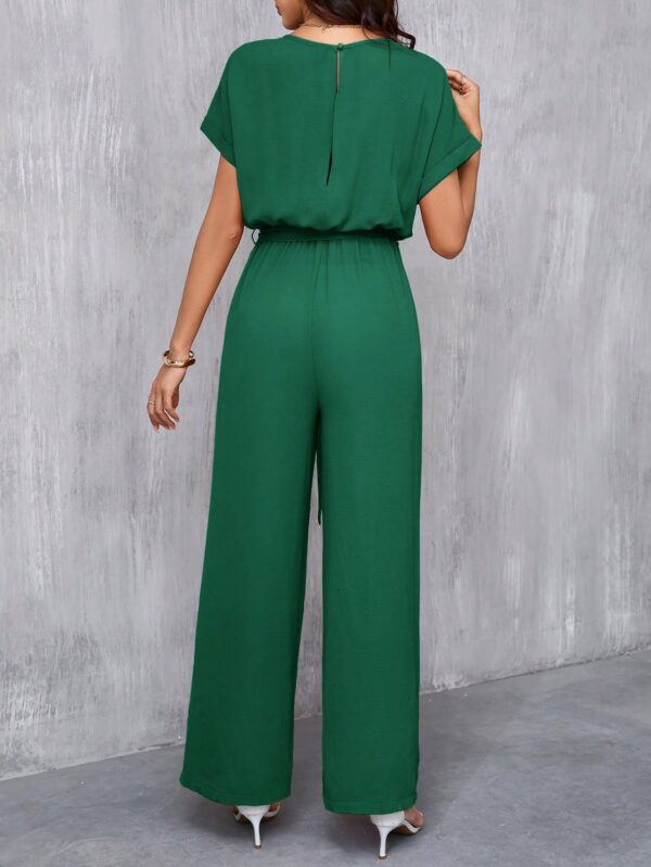 Mono Elegante de Pierna Ancha con Cinturón y Cuello Redondo - Image 55