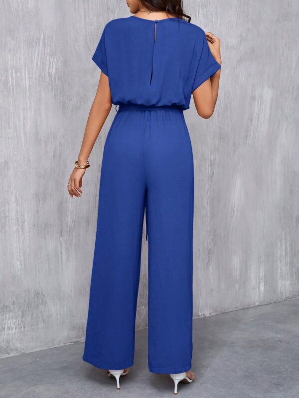 Mono Elegante de Pierna Ancha con Cinturón y Cuello Redondo - Image 48