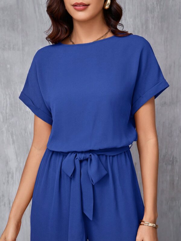 Mono Elegante de Pierna Ancha con Cinturón y Cuello Redondo - Image 52