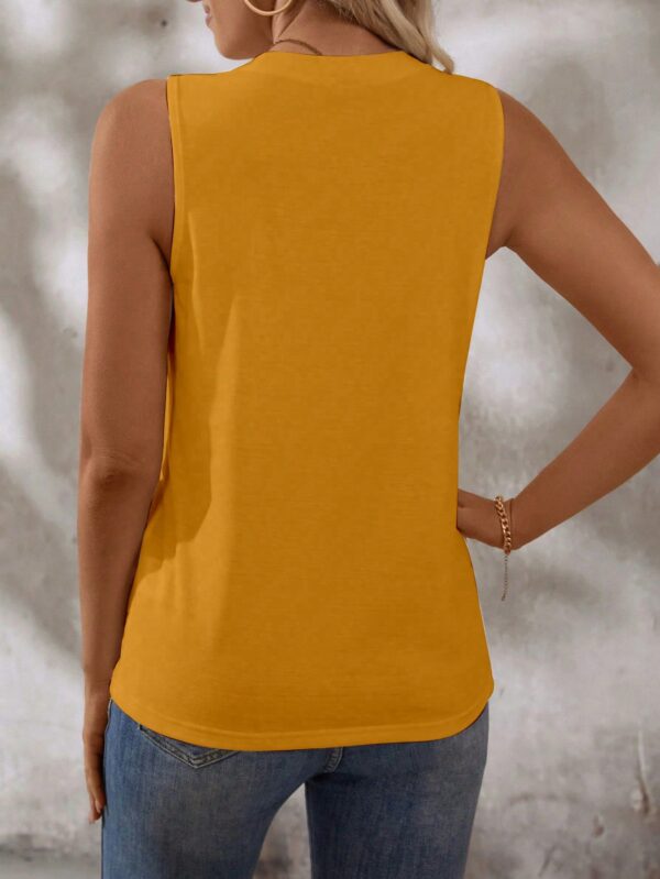 Musculosa de Verano de Color Sólido con Cuello Redondo y Plisado - Image 125