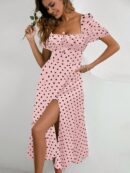 Vestido Largo Boho Floral con Nudo y Abertura en Pierna