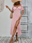 Vestido Largo Boho Floral con Nudo y Abertura en Pierna