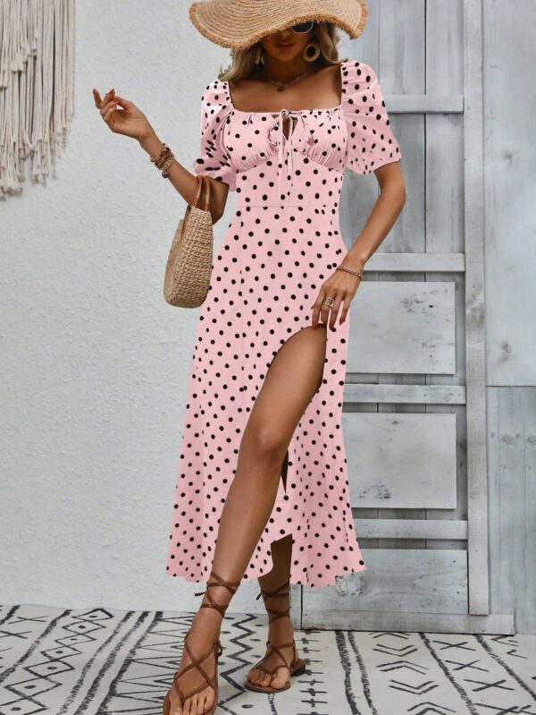 Vestido Largo Boho Floral con Nudo y Abertura en Pierna - Image 92