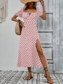 Vestido Largo Boho Floral con Nudo y Abertura en Pierna