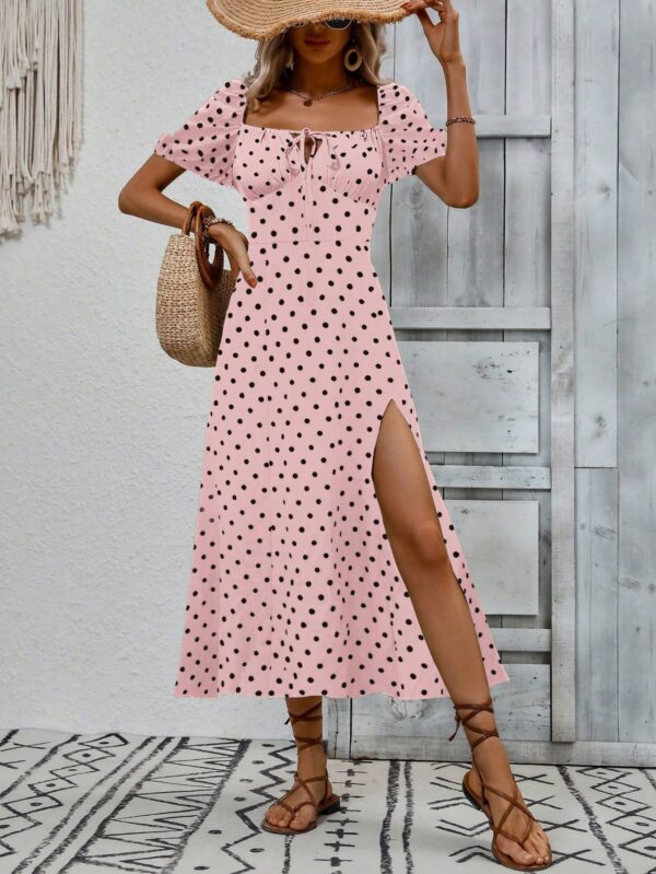 Vestido Largo Boho Floral con Nudo y Abertura en Pierna - Image 93
