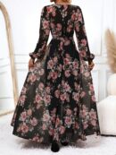 Mono Largo de Pierna Ancha con Estampado Floral y Cinturón