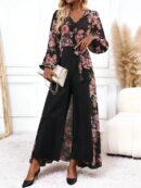 Mono Largo de Pierna Ancha con Estampado Floral y Cinturón