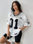 Camiseta Deportiva de Malla con Estampado de Números y Letras