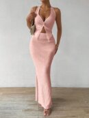 Set de Verano Top Halter con Nudo Frontal y Falda Sirena