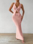 Set de Verano Top Halter con Nudo Frontal y Falda Sirena