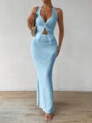 Set de Verano Top Halter con Nudo Frontal y Falda Sirena
