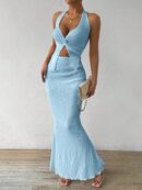 Set de Verano Top Halter con Nudo Frontal y Falda Sirena