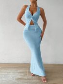 Set de Verano Top Halter con Nudo Frontal y Falda Sirena