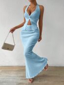 Set de Verano Top Halter con Nudo Frontal y Falda Sirena