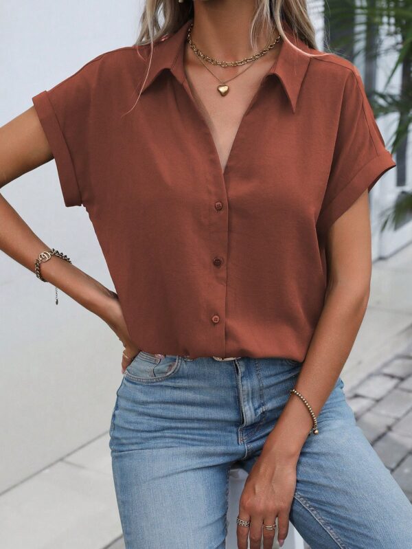 Camisa Casual de Manga Murciélago con Botones Frontales - Image 137