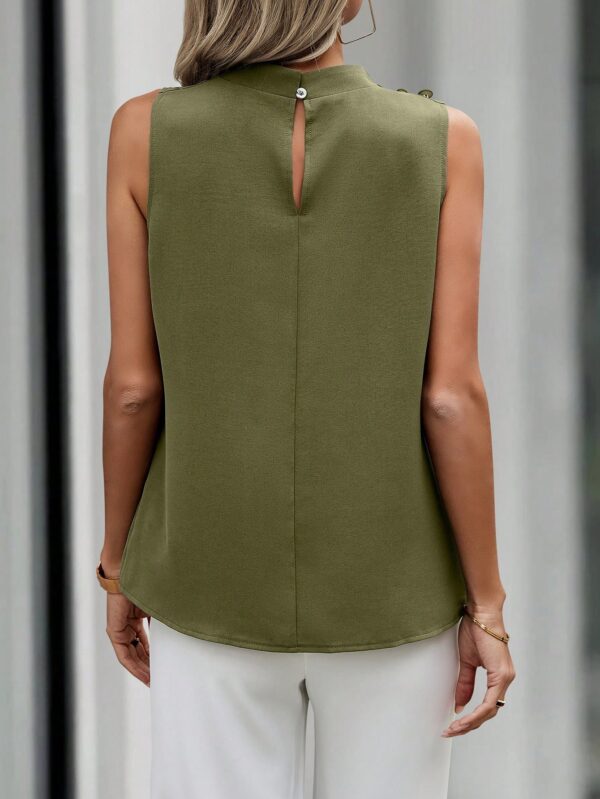 Blusa sin Mangas de Cuello Alto con Detalles Elegantes - Image 14