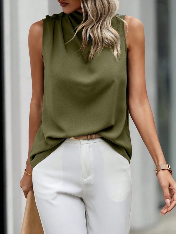 Blusa sin Mangas de Cuello Alto con Detalles Elegantes - Image 16