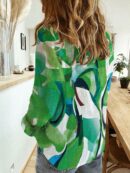 Camisa Larga con Botones y Estampado Colorido