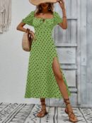 Vestido Largo Boho Floral con Nudo y Abertura en Pierna
