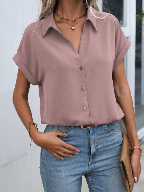 Camisa Casual de Manga Murciélago con Botones Frontales - Image 109