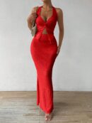 Set de Verano Top Halter con Nudo Frontal y Falda Sirena