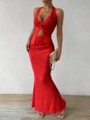 Set de Verano Top Halter con Nudo Frontal y Falda Sirena