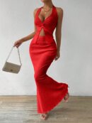 Set de Verano Top Halter con Nudo Frontal y Falda Sirena