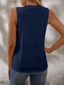 Musculosa de Verano de Color Sólido con Cuello Redondo y Plisado