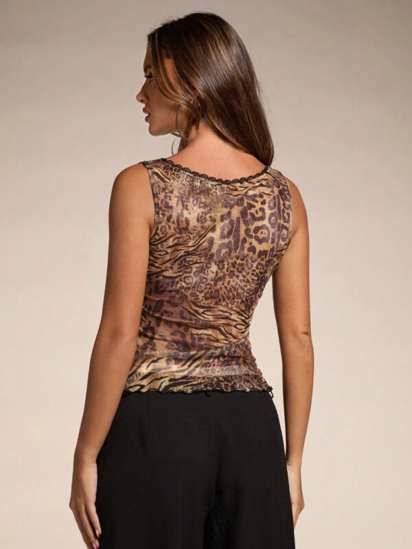 Top de Malla con Estampado Animal y Transparencias - Image 2