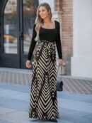 Mono Largo Boho con Estampado Geométrico y Manga Larga