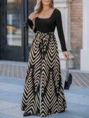 Mono Largo Boho con Estampado Geométrico y Manga Larga