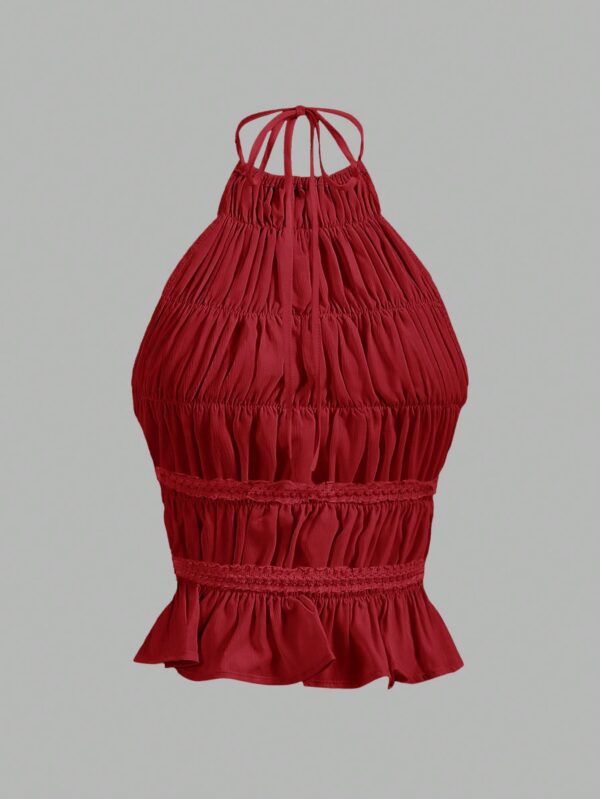 Top Camisola Acordonado con Volantes y Transparencia Semi-Sheer - Image 12