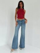 Top Camisola Acordonado con Volantes y Transparencia Semi-Sheer