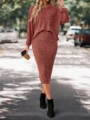 Set Casual de Top con Manga Murciélago y Falda Tejidos
