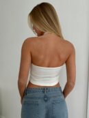 Camisola Ajustada con Cuello Halter, Espalda Descubierta y Decoración Metálica