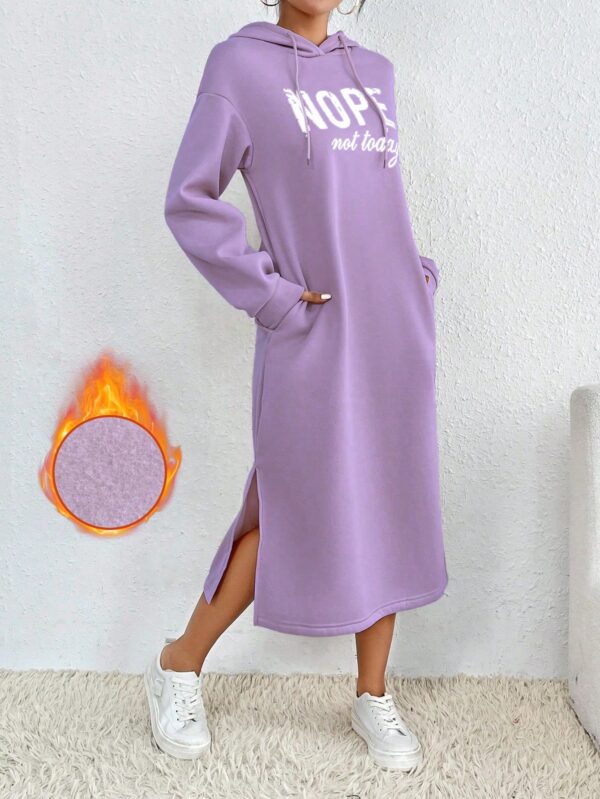 Vestido Sudadera con Capucha y Estampado de Letras - Image 66