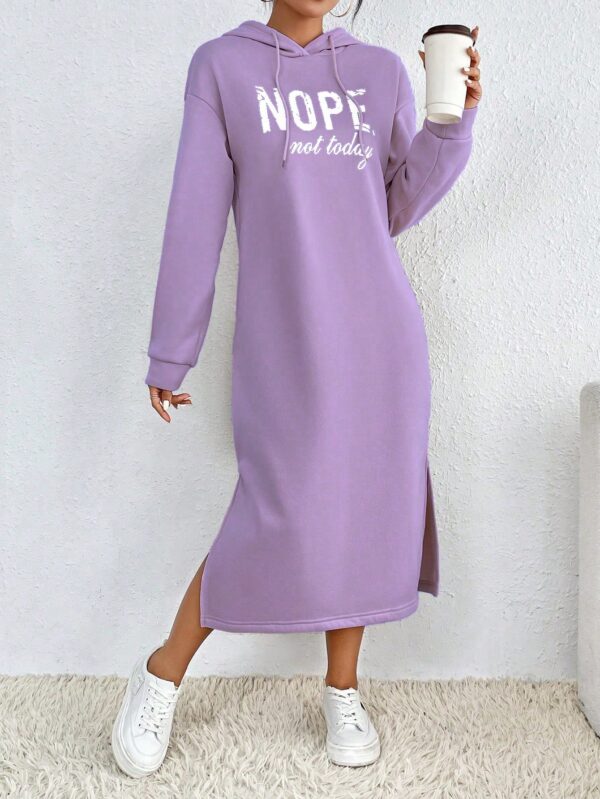 Vestido Sudadera con Capucha y Estampado de Letras - Image 69
