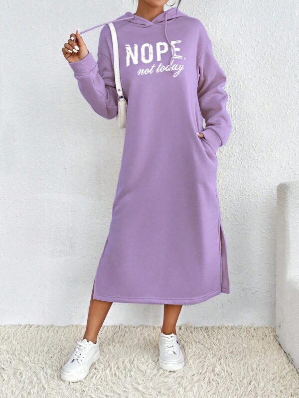 Vestido Sudadera con Capucha y Estampado de Letras - Image 70