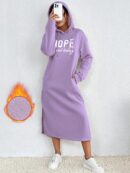 Vestido Sudadera con Capucha y Estampado de Letras