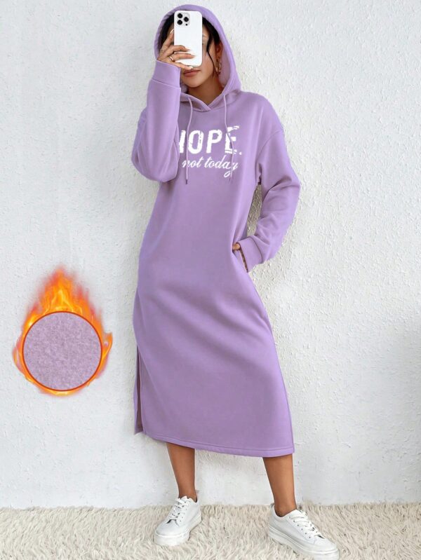 Vestido Sudadera con Capucha y Estampado de Letras - Image 71