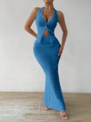 Set de Verano Top Halter con Nudo Frontal y Falda Sirena